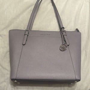 Michael Kors Ciara Large Saffiano Leather Tote Bag Pearl Grey